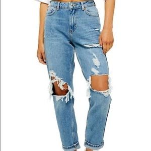 Size 30 petite Top Shop Ripped High Rise Mom Jeans